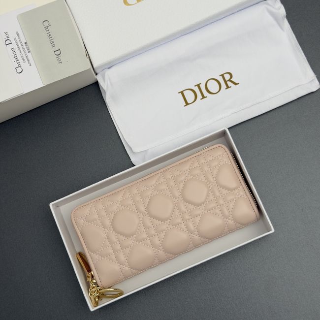 LADY DIOR LOTUS WALLET CANNAGE LAMBSKIN S0007 pink
