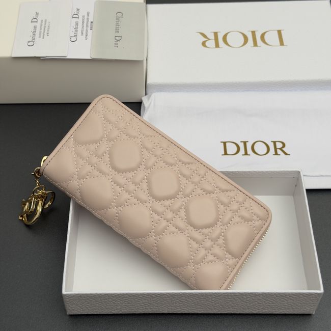 LADY DIOR LOTUS WALLET CANNAGE LAMBSKIN S0007 pink