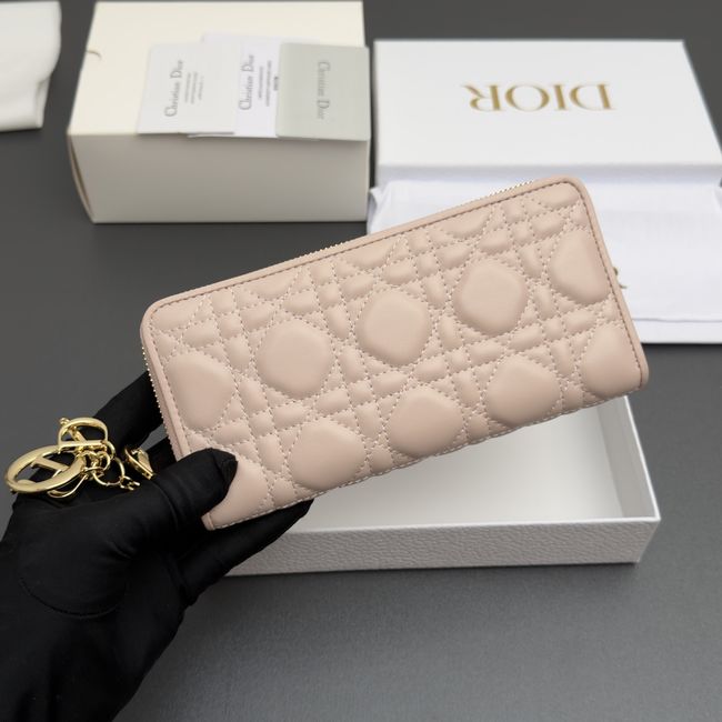LADY DIOR LOTUS WALLET CANNAGE LAMBSKIN S0007 pink