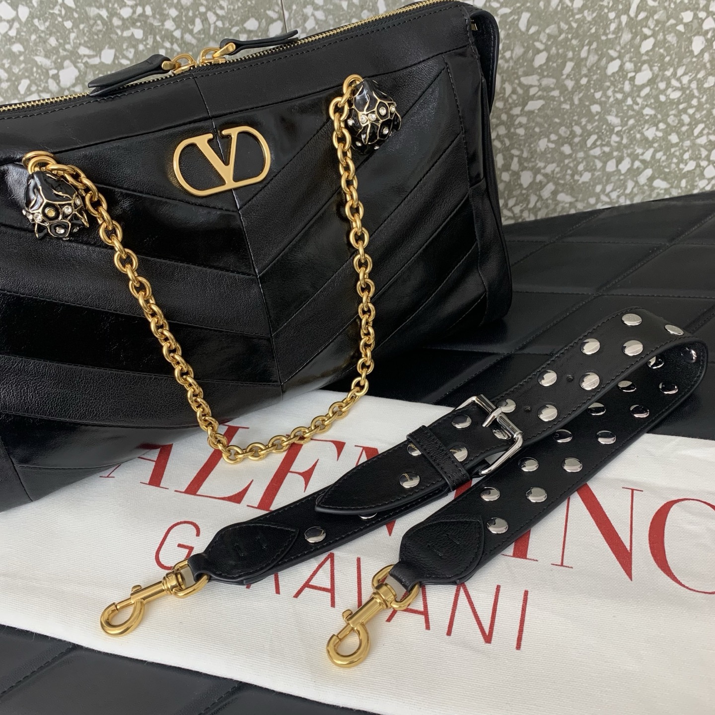 VALENTINO PANTHEA lambskin bag WB0S70 black