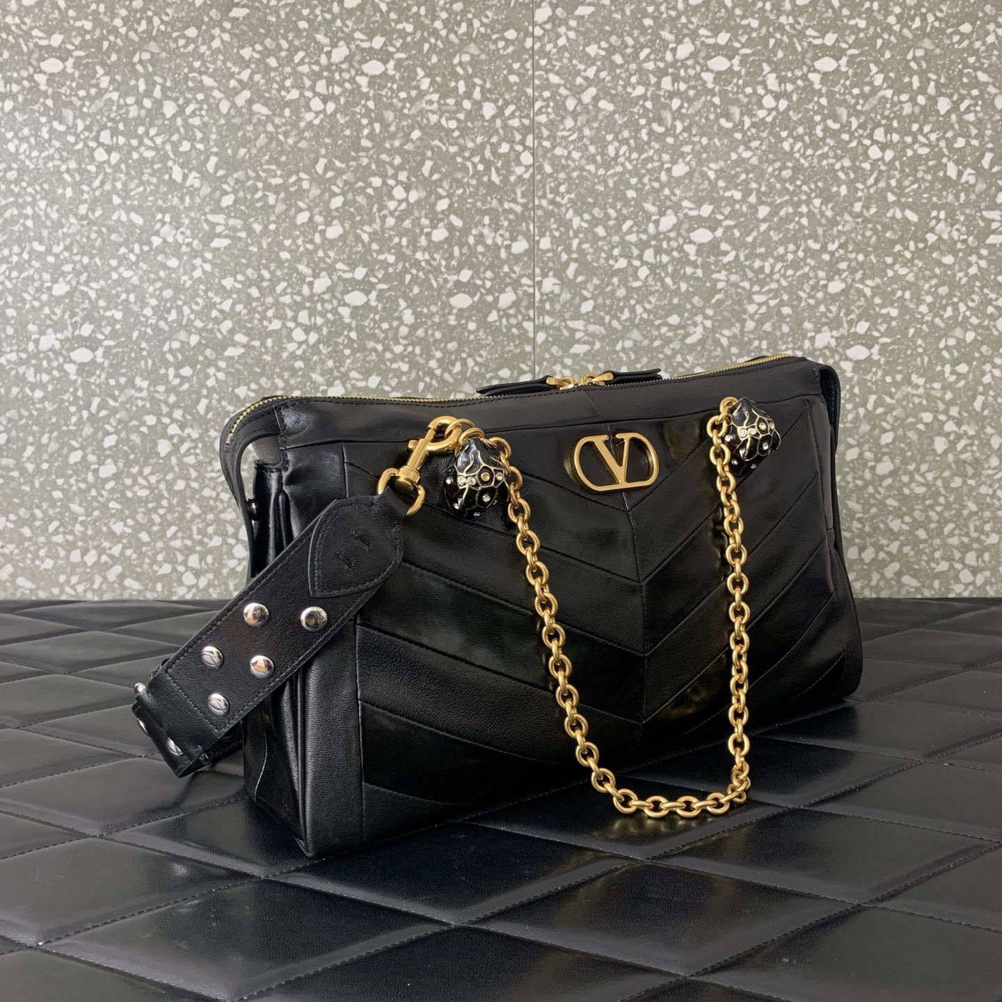 VALENTINO PANTHEA lambskin bag WB0S70 black
