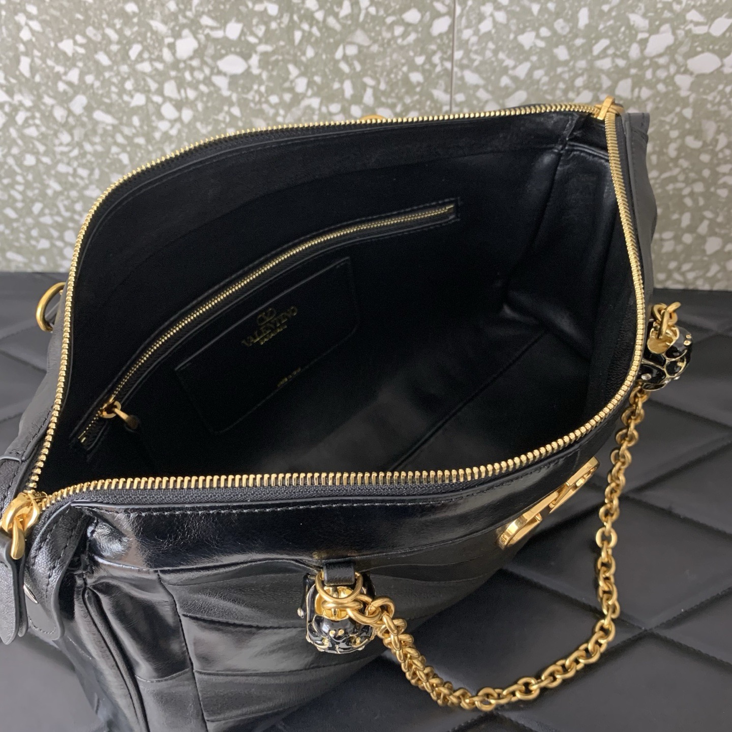 VALENTINO PANTHEA lambskin bag WB0S70 black