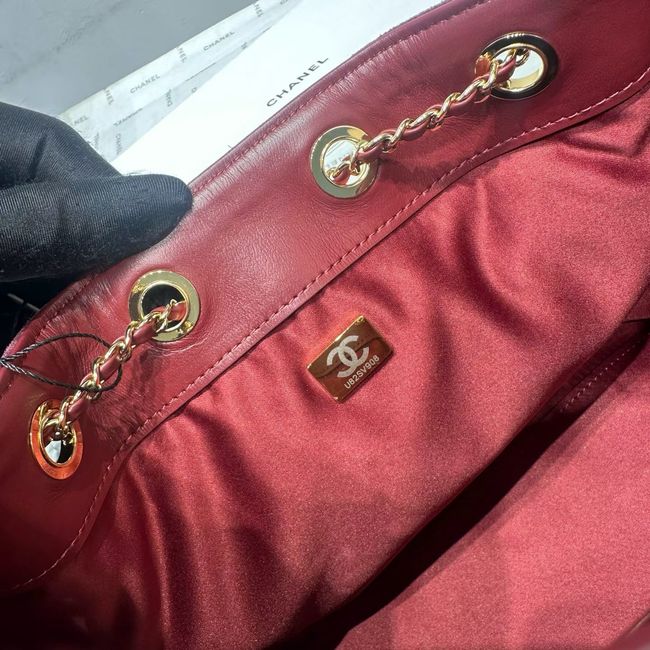 CHANEL 25 Small Handbag Suede AS5293 Burgundy