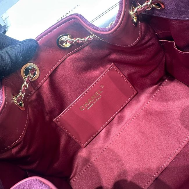 CHANEL 25 Small Handbag Suede AS5293 Burgundy