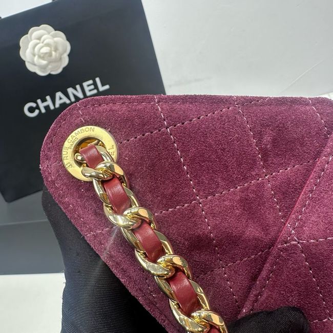 CHANEL 25 Small Handbag Suede AS5293 Burgundy