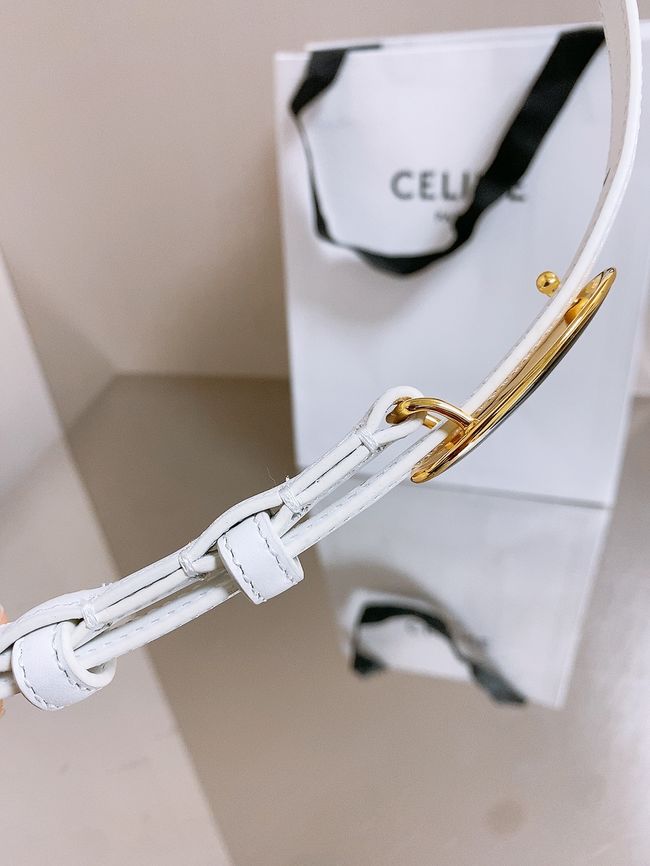 Celine ELLIPSE Belt 13 IN TAURILLON LEATHER WITH ENAMELLED BUCKLE P5706 white Celine ELLIPSE Belt 13 IN TAURILLON LEATHER WITH ENAMELLED BUCKLE P5706 white