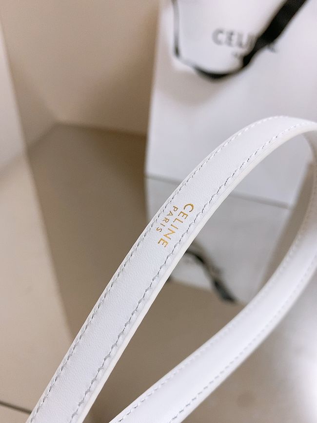 Celine ELLIPSE Belt 13 IN TAURILLON LEATHER WITH ENAMELLED BUCKLE P5706 white Celine ELLIPSE Belt 13 IN TAURILLON LEATHER WITH ENAMELLED BUCKLE P5706 white