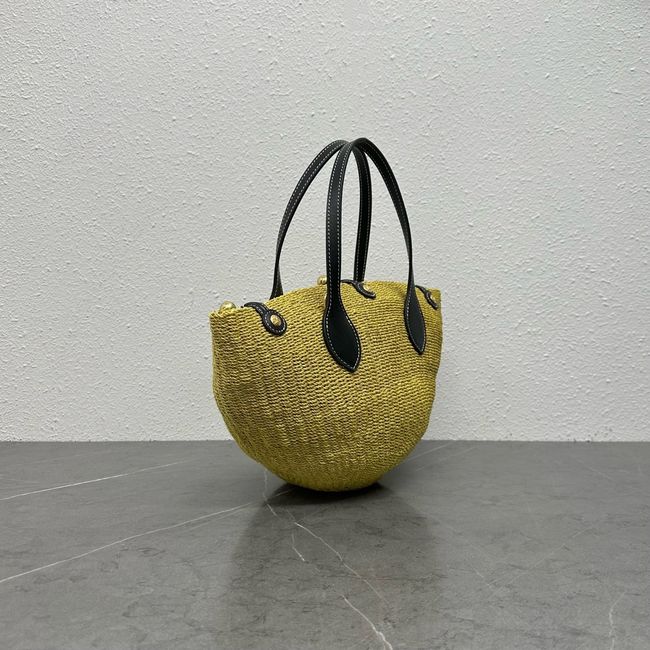 CELINE CLASSIC PANIER MINI BRAIDED TRIOMPHE in RAFFIA and CALFSKIN L10466 TAN