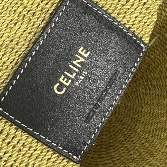 CELINE CLASSIC PANIER MINI BRAIDED TRIOMPHE in RAFFIA and CALFSKIN L10466 TAN