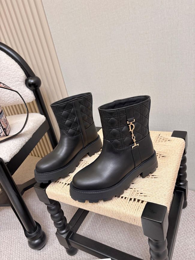 Diorly Ankle Boot Black Calfskin and Quilted Cannage Lambskin KCT291