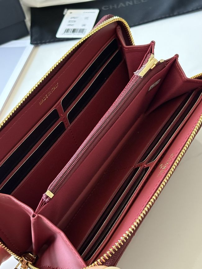 Chanel Classic Zipped Wallet AP5077 dark red