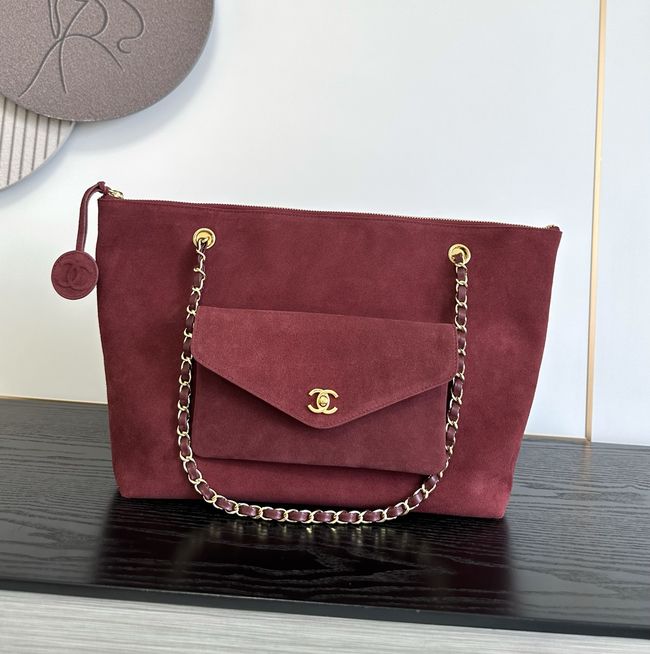 Chanel Shopping Bag Suede AS6483 Burgundy