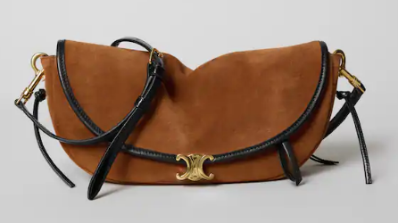 CELINE SOFT TRIOMPHE LITTLE HALFMOON IN SUEDE L103754 CAMEL & BLACK