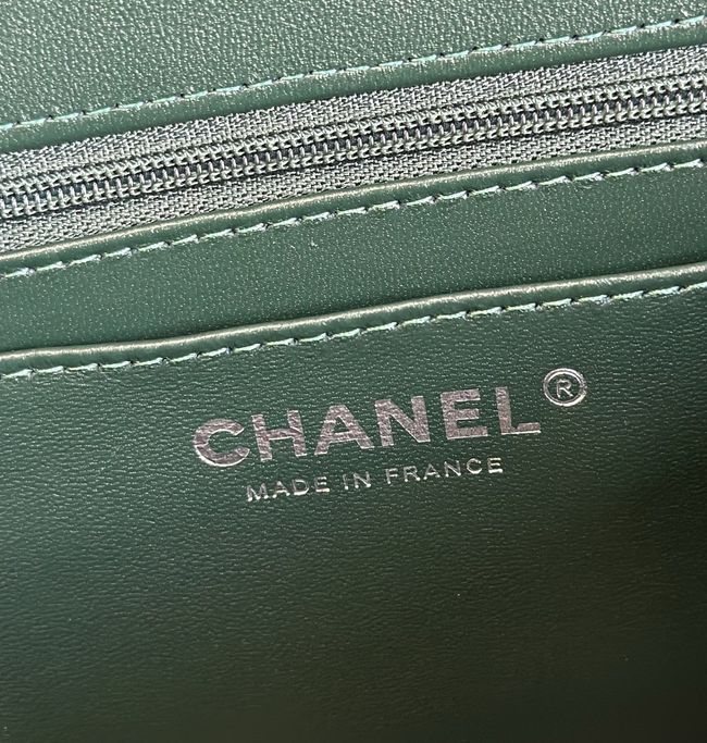 Chanel MINI FLAP BAG Crocodile Embossed 1116 green&silver Chanel MINI FLAP BAG Crocodile Embossed 1116 green&silver