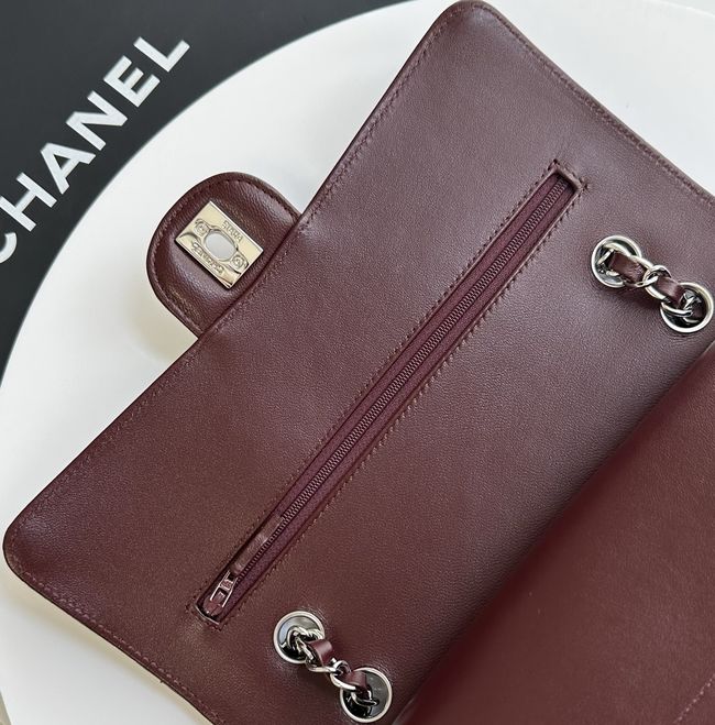 Chanel Small Flap Bag Crocodile Embossed 1112 Dark Burgundy&silver Chanel Small Flap Bag Crocodile Embossed 1112 Dark Burgundy&silver