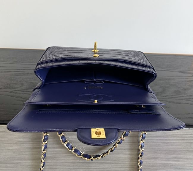 Chanel Small Flap Bag Crocodile Embossed 1112 dark blue&gold Chanel Small Flap Bag Crocodile Embossed 1112 dark blue&gold