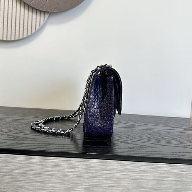 Chanel Small Flap Bag Crocodile Embossed 1112 dark blue&silver Chanel Small Flap Bag Crocodile Embossed 1112 dark blue&silver