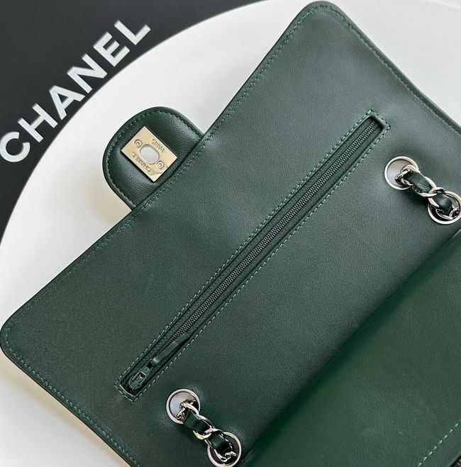 Chanel Small Flap Bag Crocodile Embossed 1112 green&silver Chanel Small Flap Bag Crocodile Embossed 1112 green&silver