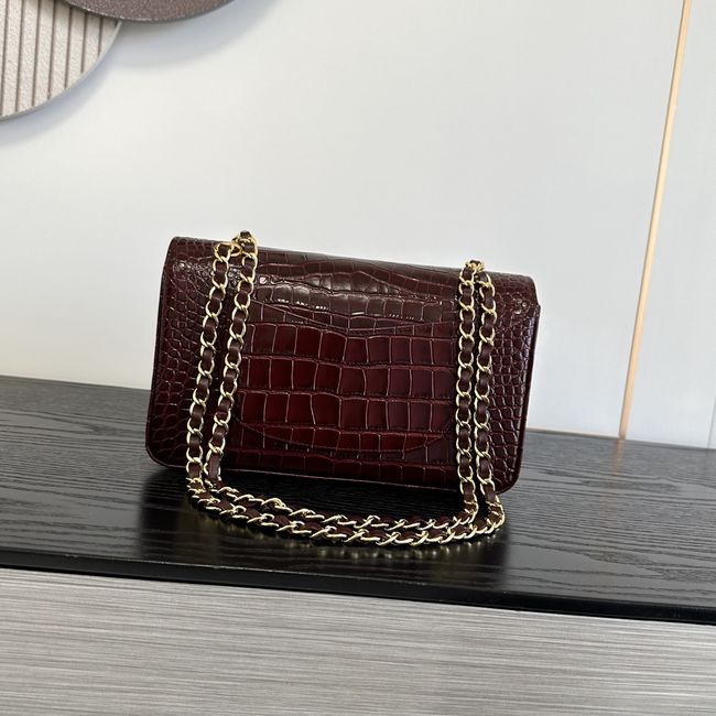 Chanel Small Flap Bag Crocodile Embossed Calfskin 1112 Dark Burgundy Chanel Small Flap Bag Crocodile Embossed Calfskin 1112 Dark Burgundy