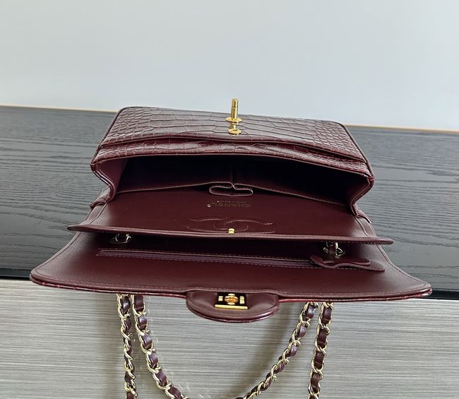 Chanel Small Flap Bag Crocodile Embossed Calfskin 1112 Dark Burgundy Chanel Small Flap Bag Crocodile Embossed Calfskin 1112 Dark Burgundy