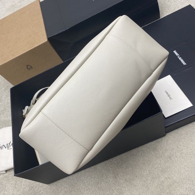 Saint Laurent LE 5 A 7 supple LARGE in grained leather 850545 white