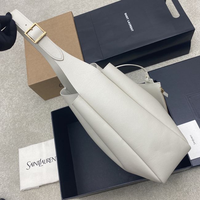 Saint Laurent LE 5 A 7 supple LARGE in grained leather 850545 white