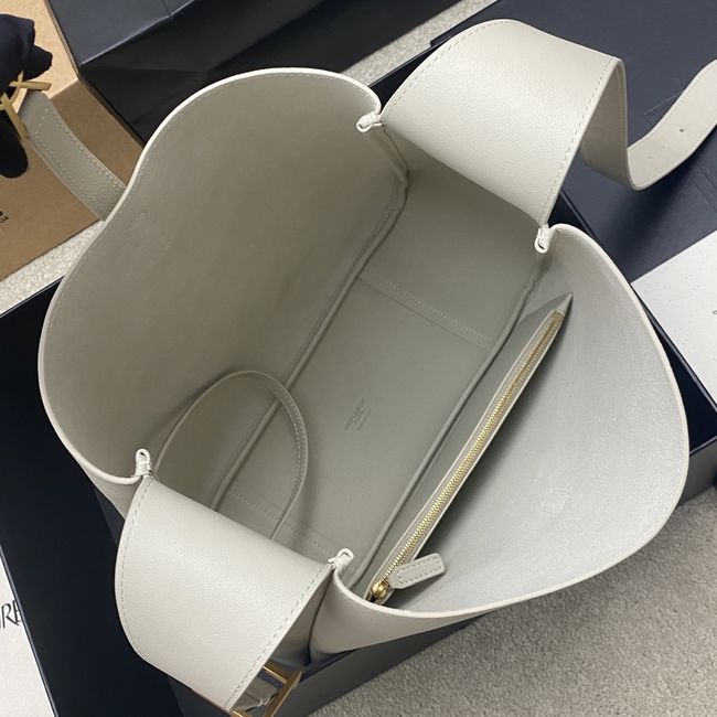 Saint Laurent LE 5 A 7 supple LARGE in grained leather 850545 white