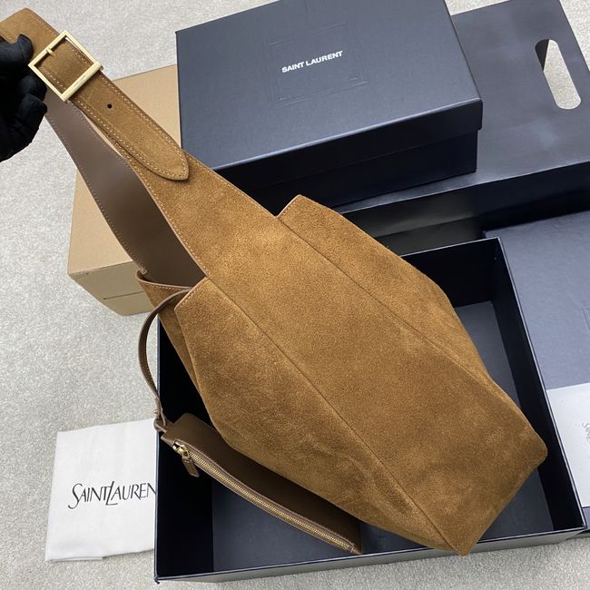 Saint Laurent LE 5 A 7 supple LARGE in suede 850545 CARAMEL COGNAC
