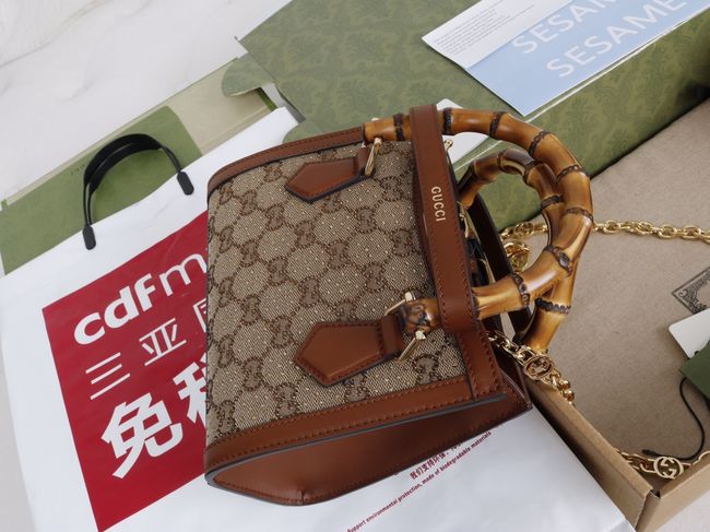 Gucci Diana embroidered small tote bag 675800 brown