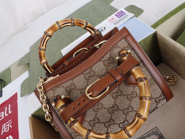 Gucci Diana embroidered small tote bag 675800 brown