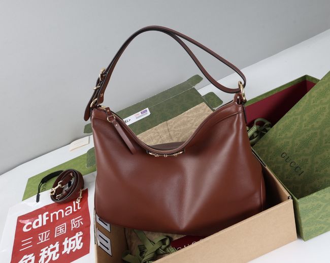 Gucci Starlet large shoulder bag soft leather A00CI2 Dark brown