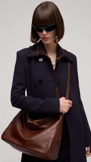 Gucci Starlet large shoulder bag soft leather A00CI2 Dark brown
