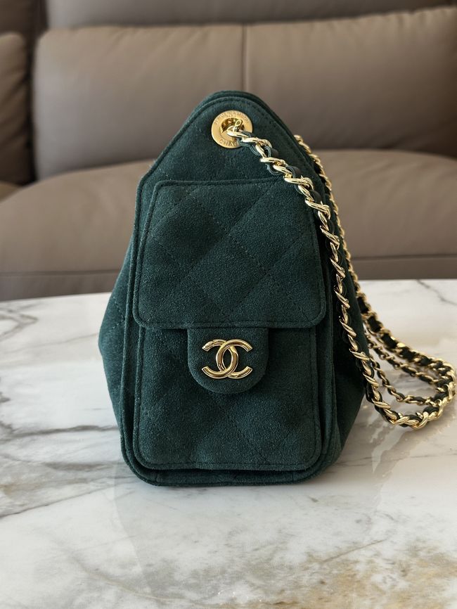 CHANEL 25 Mini Handbag Suede AS5631 dark blue