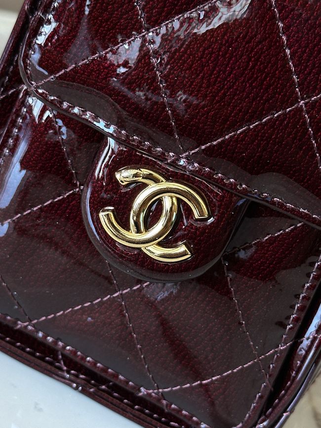 CHANEL 25 Mini Handbag patent leather AS5631 Burgundy CHANEL 25 Mini Handbag patent leather AS5631 Burgundy