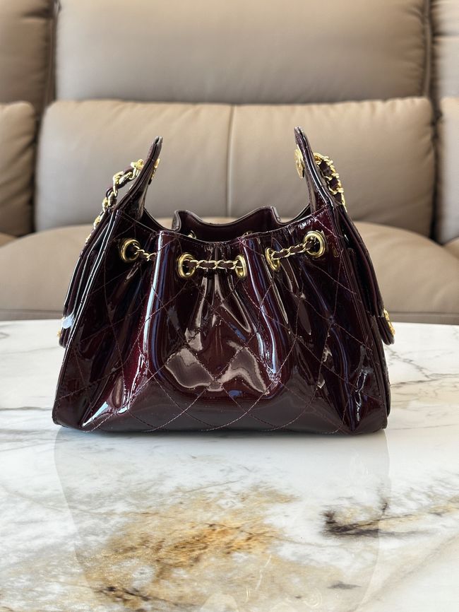 CHANEL 25 Mini Handbag patent leather AS5631 Burgundy CHANEL 25 Mini Handbag patent leather AS5631 Burgundy