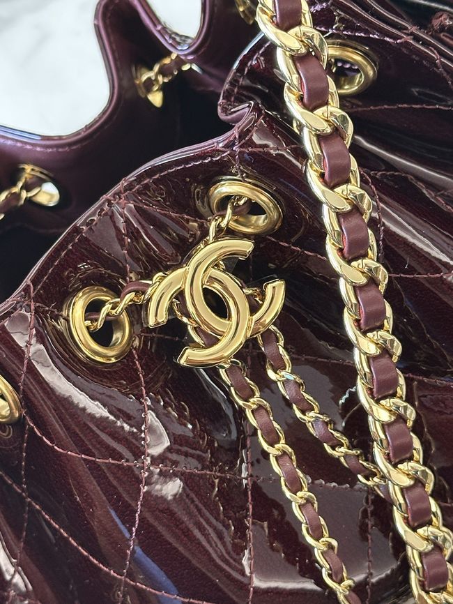 CHANEL 25 Mini Handbag patent leather AS5631 Burgundy CHANEL 25 Mini Handbag patent leather AS5631 Burgundy