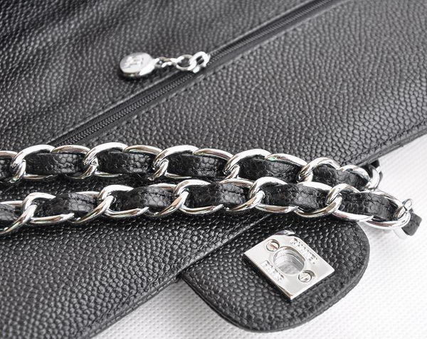 Chanel Classic 2.55 Series Black Caviar Silver Chain Quilted Flap Bag 1113 Chanel Classic 2.55 Series Black Caviar Silver Chain Quilted Flap Bag 1113