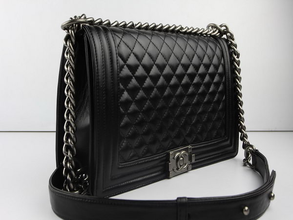 Chanel A67026 Black Lambskin Leather Le Boy Flap Shoulder Bag Chanel A67026 Black Lambskin Leather Le Boy Flap Shoulder Bag